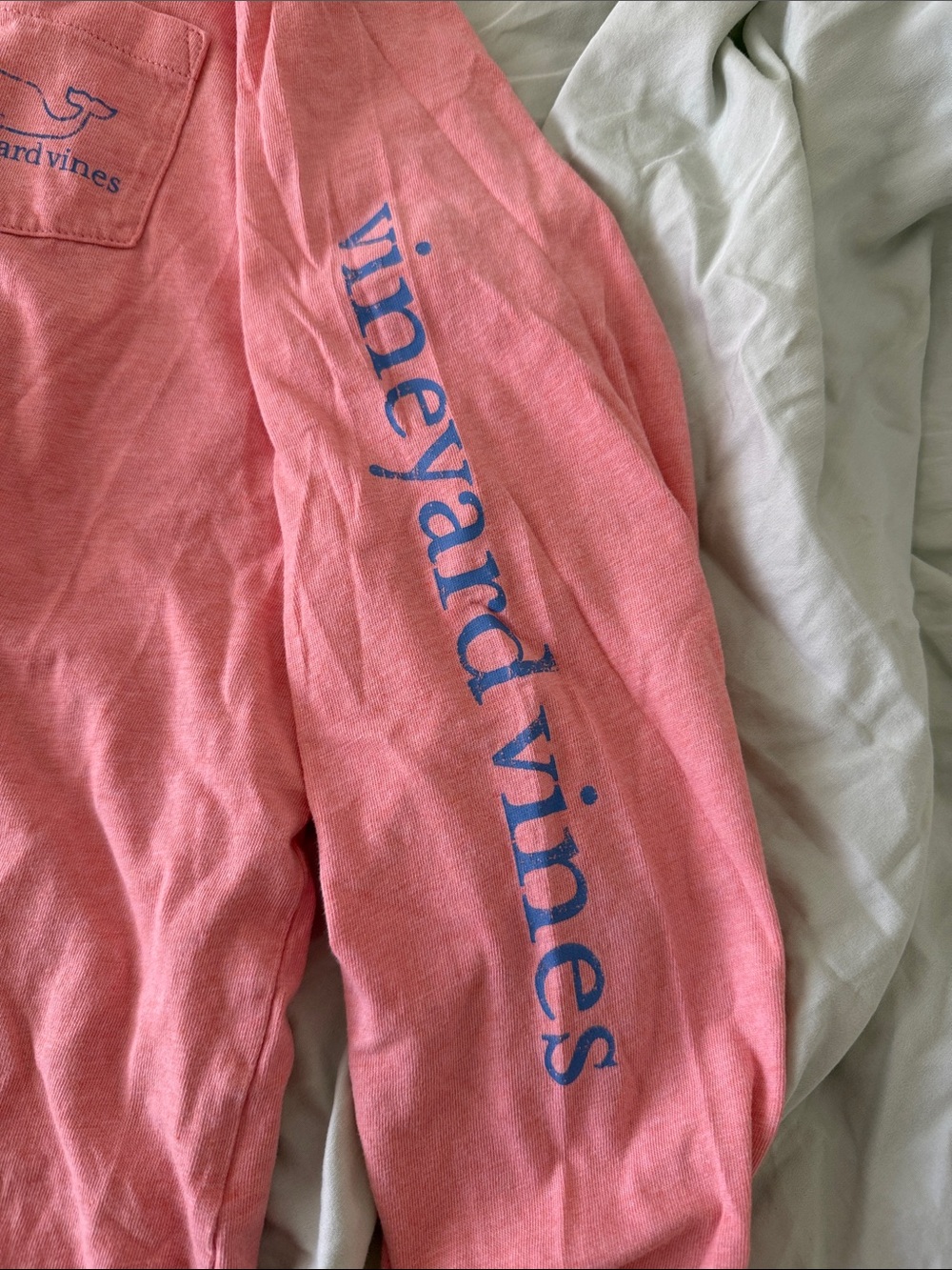 Vineyard Vines Coral Pink Crewneck Tee with Logo Print - Picture 4 of 5